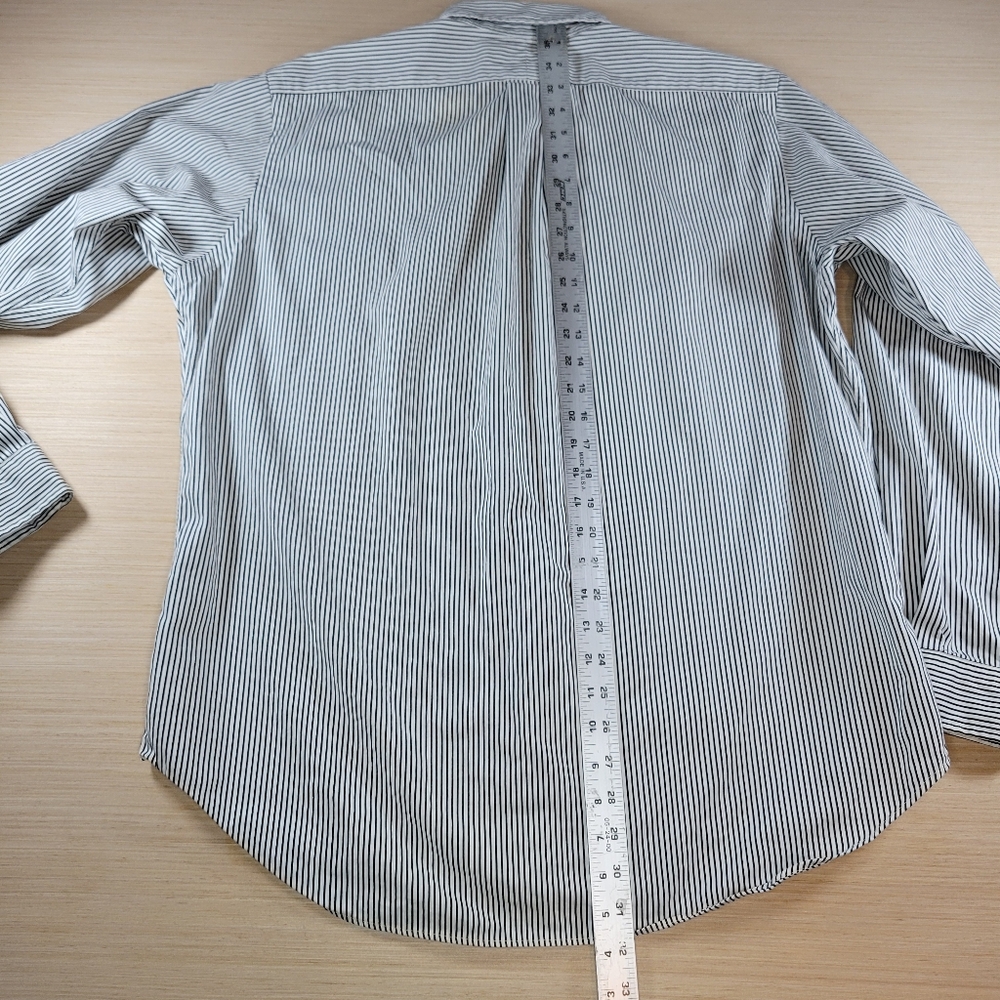 Polo Ralph Lauren Classic Fit Button Down Striped Shirt Blue/White 16.5 L Preppy - Picture 12 of 13